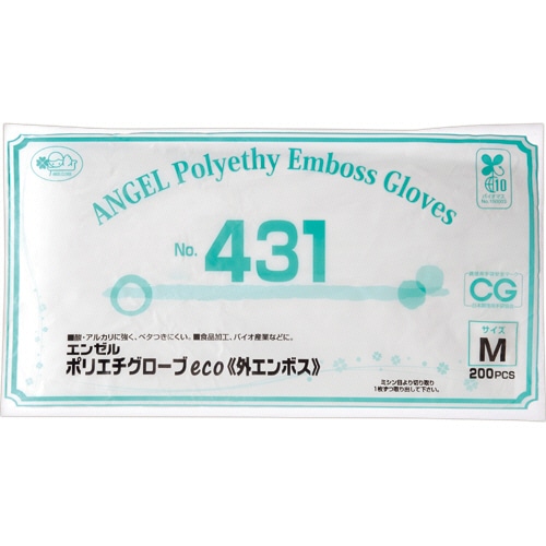 サンフラワー エンゼル ポリエチグローブeco 外エンボス No.431 半透明 M NO.431-M 1パック(200枚)