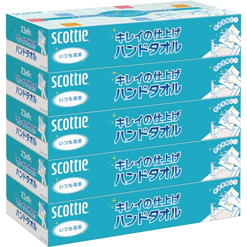 日本製紙クレシア スコッティ キレイの仕上げハンドタオル 100組/個 1パック(5個)