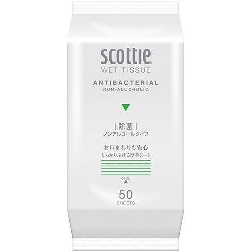 日本製紙クレシア スコッティ ウェットティシュー 除菌 ノンアルコールタイプ 1パック(50枚)