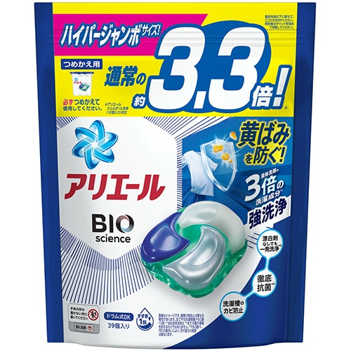 P&G アリエール ジェルボール4D バイオサイエンス つめかえ ハイパージャンボサイズ 1パック(39個)