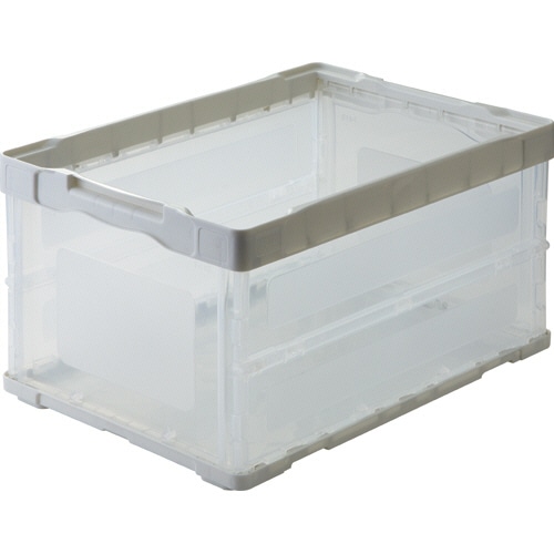 TANOSEE 折りたたみコンテナ 軽量タイプ フタなし 40L ホワイト/透明 1台
