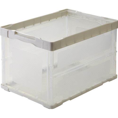 TANOSEE 折りたたみコンテナ 軽量タイプ フタなし 50L ホワイト/透明 1台