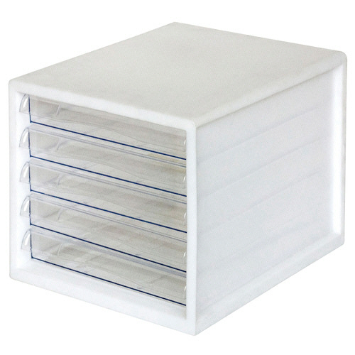 ナカバヤシ　レターケース　Ａ４タテ　浅５段　ホワイト　Ａ４Ｅ－０５Ｗ　１セット（４台）