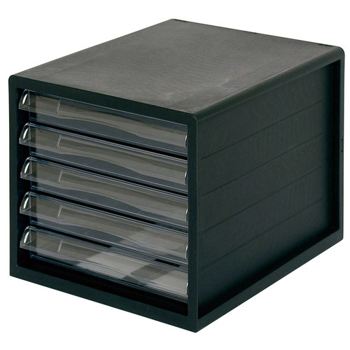 ナカバヤシ　レターケース　Ａ４タテ　浅５段　ブラック　Ａ４Ｅ－０５Ｂ　１セット（４台）