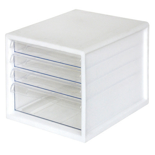 ナカバヤシ　レターケース　Ａ４タテ　浅３段・深１段　ホワイト　Ａ４Ｅ－０４Ｗ　１セット（４台）