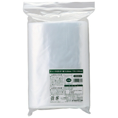 伊藤忠リーテイルリンク　チャック付ポリ袋　０．０４×１７０×２４０ｍｍ　ＣＨＢ４０－Ｈ　１セット（５００枚：１００枚×５パック）