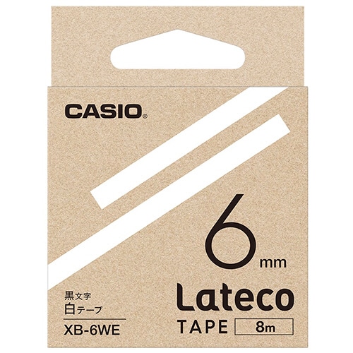 カシオ　ラテコ　詰替用テープ　６ｍｍ×８ｍ　白／黒文字　ＸＢ－６ＷＥ　１セット（５個）