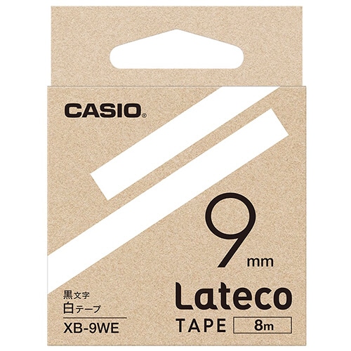 カシオ　ラテコ　詰替用テープ　９ｍｍ×８ｍ　白／黒文字　ＸＢ－９ＷＥ　１セット（５個）