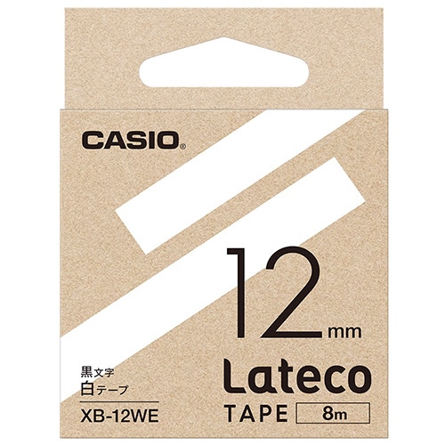 カシオ　ラテコ　詰替用テープ　１２ｍｍ×８ｍ　白／黒文字　ＸＢ－１２ＷＥ　１セット（５個）