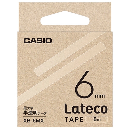 カシオ　ラテコ　詰替用テープ　６ｍｍ×８ｍ　半透明／黒文字　ＸＢ－６ＭＸ　１セット（５個）
