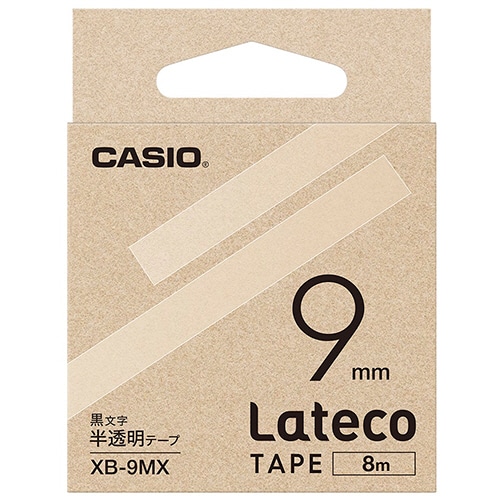 カシオ　ラテコ　詰替用テープ　９ｍｍ×８ｍ　半透明／黒文字　ＸＢ－９ＭＸ　１セット（５個）