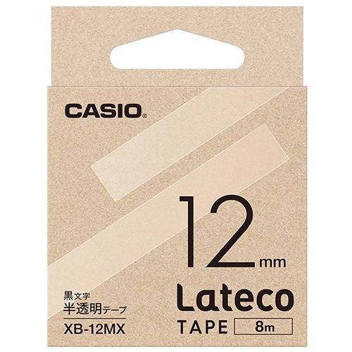 カシオ　ラテコ　詰替用テープ　１２ｍｍ×８ｍ　半透明／黒文字　ＸＢ－１２ＭＸ　１セット（５個）