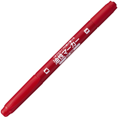 コクヨ 再生樹脂油性マーカーツイン 細字+極細 赤 PM-41R 1セット(10本)