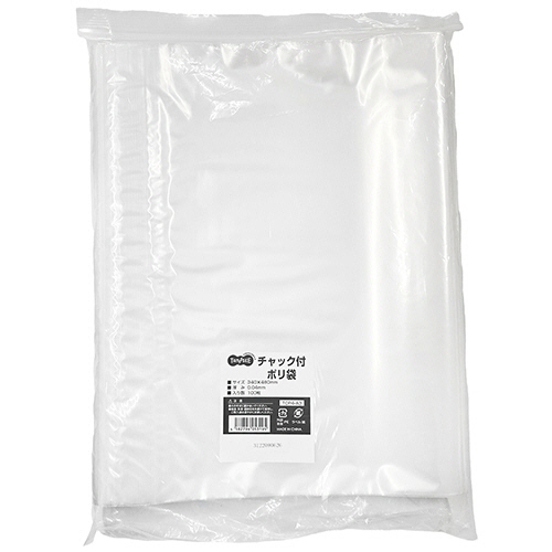 ＴＡＮＯＳＥＥ　チャック付ポリ袋　ヨコ３４０×タテ４８０×厚み０．０４ｍｍ　１セット（５００枚：１００枚×５パック）