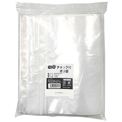 ＴＡＮＯＳＥＥ　チャック付ポリ袋　ヨコ２４０×タテ３４０×厚み０．０４ｍｍ　１セット（１０００枚：１００枚×１０パック）