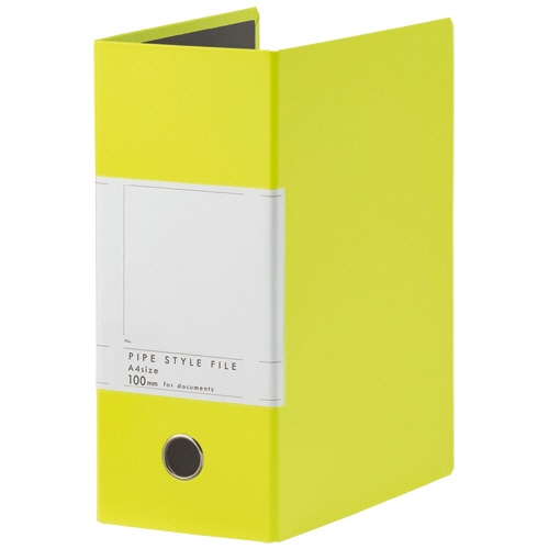 TANOSEE 両開きパイプ式ファイルSt A4タテ 1000枚収容 100mmとじ 背幅127mm ライムグリーン 1セット(10冊)