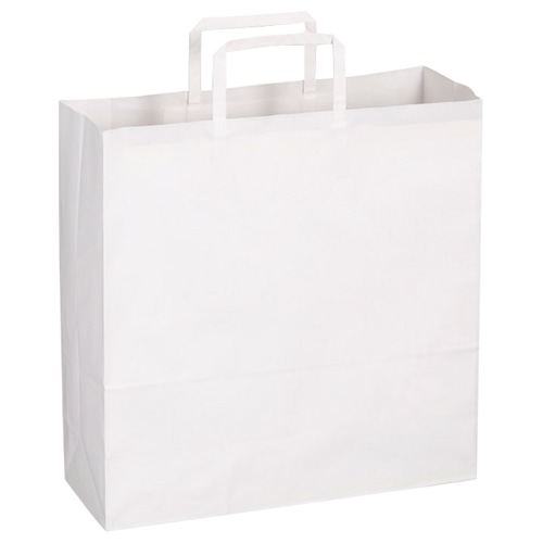 TANOSEE 紙手提袋 平紐 中 ヨコ320×タテ320×マチ幅115mm 白無地 1セット(300枚:30枚×10パック)