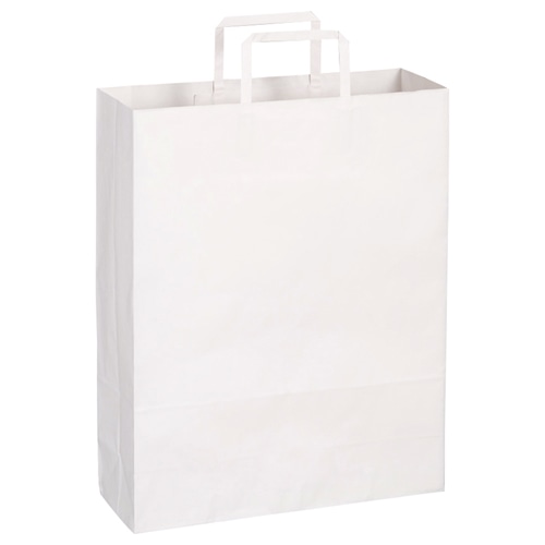 TANOSEE 紙手提袋 平紐 大 ヨコ320×タテ400×マチ幅115mm 白無地 1セット(300枚:30枚×10パック)