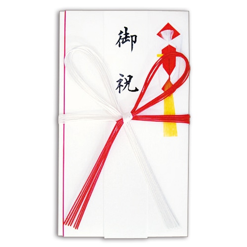 赤白7本 花結 金封 高級和紙 短冊付 1セット(10枚)