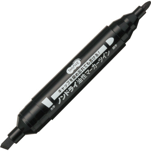ＴＡＮＯＳＥＥ　キャップ式ノンドライ油性マーカー　ツイン　太字＋細字　黒　１セット（５０本）