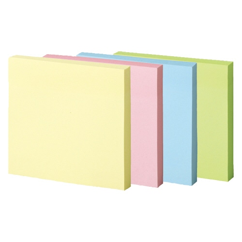 TANOSEE 強粘着ふせん 75×75mm パステルカラー・4色 1セット(30冊:10冊×3パック)
