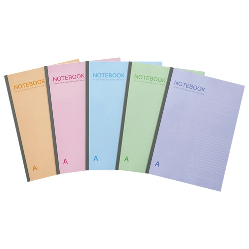 TANOSEE ノートブック A4 A罫7mm 40枚 5色パック 1セット(50冊:5冊×10パック)