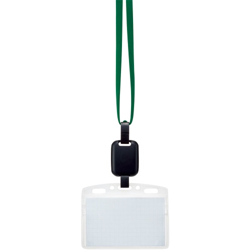 吊り下げ名札セット(リール式・ソフトケース・チャック式) 緑 1セット(30個:10個×3パック)