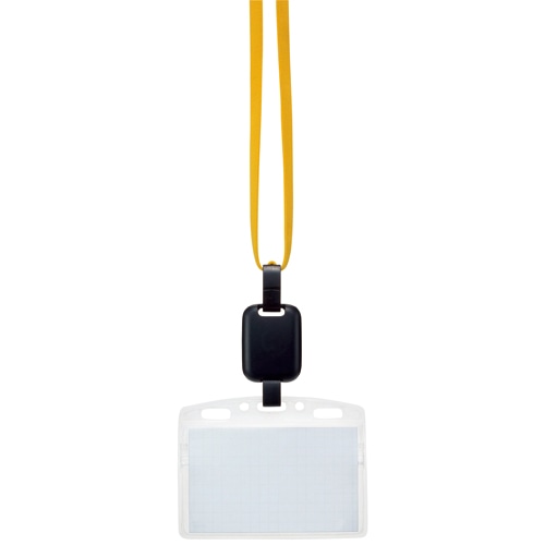 吊り下げ名札セット(リール式・ソフトケース・チャック式) 黄 1セット(30個:10個×3パック)