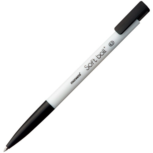 (まとめ)ノック式油性インクボールペン softball+ 0.7mm 黒 12本
