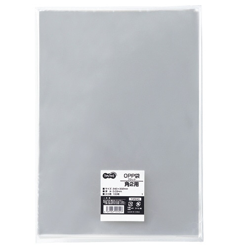 TANOSEE OPP袋 フラット 角2 240×332mm 1セット(1000枚:100枚×10パック)