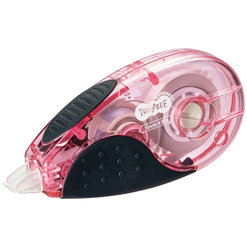 TANOSEE 修正テープ タテ引き(使い切り) 5mm幅×8m ピンク 1セット(10個)