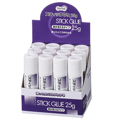 TANOSEE スティックのり 色が消えるタイプ 25g 1セット(12本)