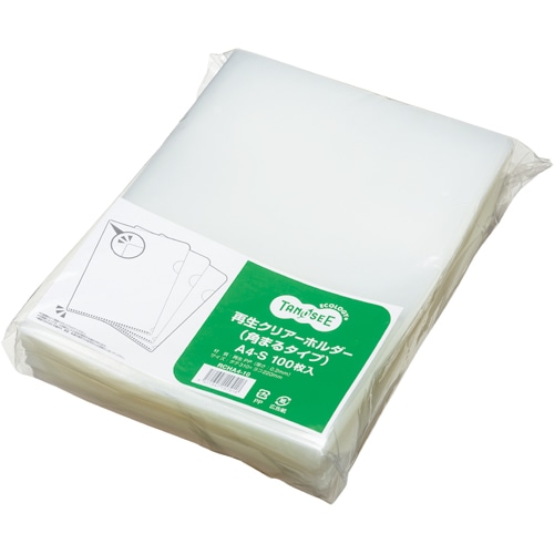 TANOSEE 再生クリアホルダー(角まる) A4 厚さ0.2mm クリア 1セット(600枚:100枚×6パック)