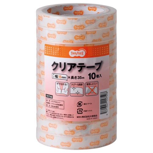 TANOSEE クリアテープ 15mm×35m 1セット(240巻:10巻×24パック)