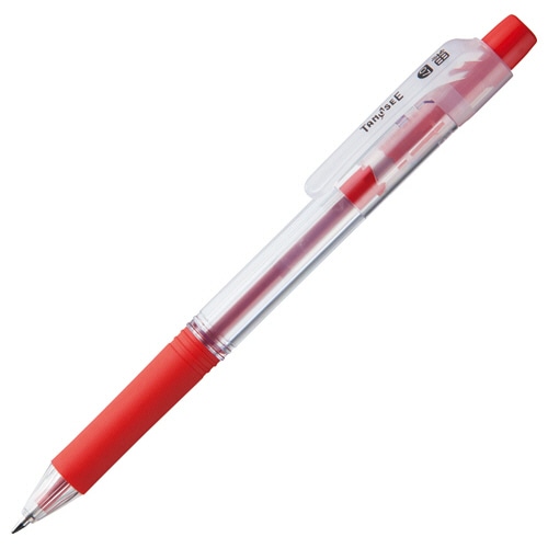 TANOSEE ノック式油性ボールペン ロング芯タイプ 0.7mm 赤 1セット(10本)