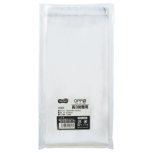 TANOSEE OPP袋 フタ・テープ付 長3 120×235+40mm 1セット(500枚:100枚×5パック)