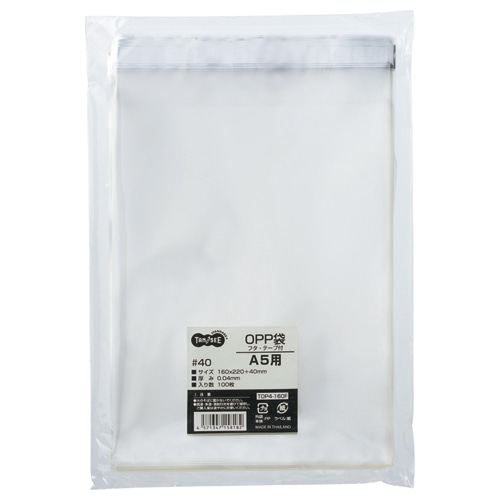 TANOSEE OPP袋 フタ・テープ付 A5用 160×220+40mm 1セット(1000枚:100枚×10パック)