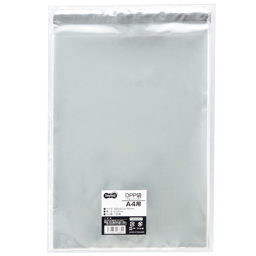TANOSEE OPP袋 フタ・テープ付 A4用 225×310+40mm 1セット(500枚:100枚×5パック)