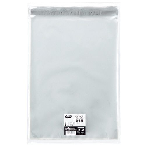 TANOSEE OPP袋 フタ・テープ付 B4用 270×370+40mm 1セット(1000枚:100枚×10パック)