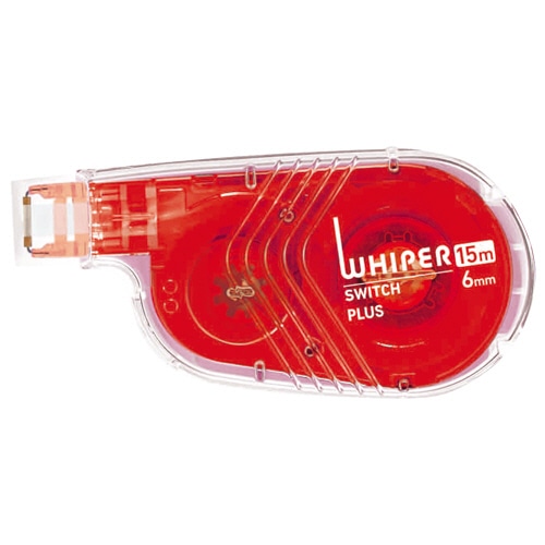 プラス 修正テープ ホワイパースイッチ 本体(簡易パッケージ) 6mm幅×15m レッド WH-1516 RD 1セット(10個)