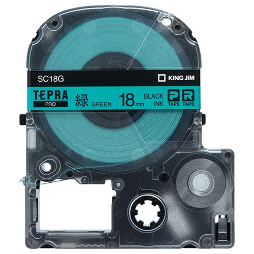 キングジム テプラ PRO テープカートリッジ パステル 18mm 緑/黒文字 SC18G 1セット(5個)