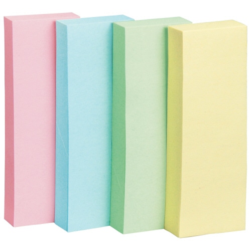 TANOSEE ふせん 75×25mm 4色混色 1セット(100冊:20冊×5パック)