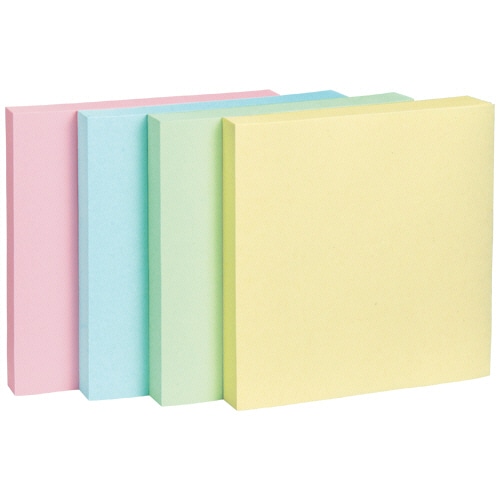 TANOSEE ふせん 75×75mm 4色混色 1セット(50冊:10冊×5パック)