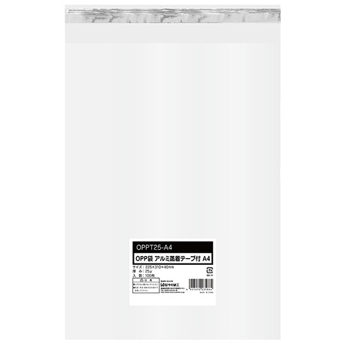 今村紙工　ＯＰＰ袋　テープ付　Ａ４　２２５×３１０＋４０ｍｍ　０．０２５ｍｍ厚　ＯＰＰＴ２５－Ａ４　１セット（１０００枚：１００枚×１０パック）