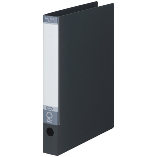 TANOSEE ワンタッチ開閉Oリングファイル A4タテ 2穴 220枚収容 リング内径30mm 背幅40mm ダークグレー 1セット(10冊)