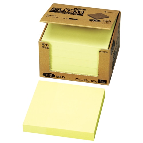 ニチバン ポイントメモ 再生紙 ビジネスパック 75×75mm イエロー MB-2Y 1セット(10冊:5冊×2パック)