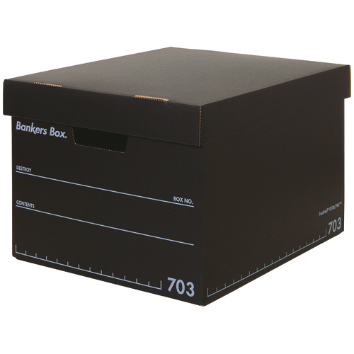 フェローズ　バンカーズボックス　７０３ｓボックス　Ａ４　ふた付　ブラック／ホワイト　ＦＥ－１００１４３０９５　１セット（１５個：３個×５パック）