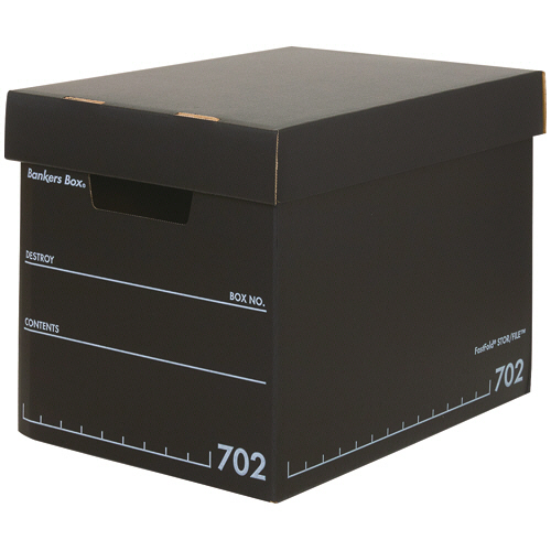 フェローズ　バンカーズボックス　７０２ボックス　Ａ４ミニ　ふた付　ブラック／ホワイト　ＦＥ－１００１４３１１７　１セット（１５個：３個×５パック）