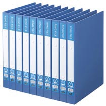 ＴＡＮＯＳＥＥ　リングファイル（再生ＰＰ表紙）　Ａ４タテ　２穴　２００枚収容　リング内径２５ｍｍ　背幅３０ｍｍ　ブルー　１セット（１０冊）