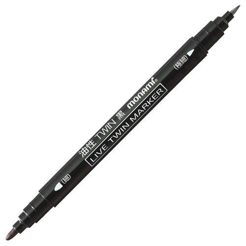 モナミ 油性ツインマーカー 細字+極細 黒 15001 1セット(12本)